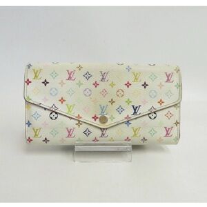 👜 Louis Vuitton Multicolor White Beige Pink Monogram Long Wallet Envelope Classy